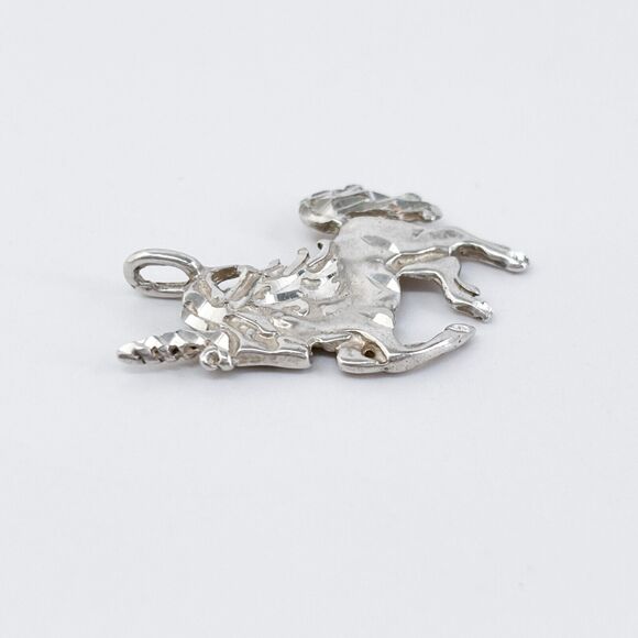 Vintage Sterling Silver 925 Prancing Unicorn Pendant - Picture 3 of 6